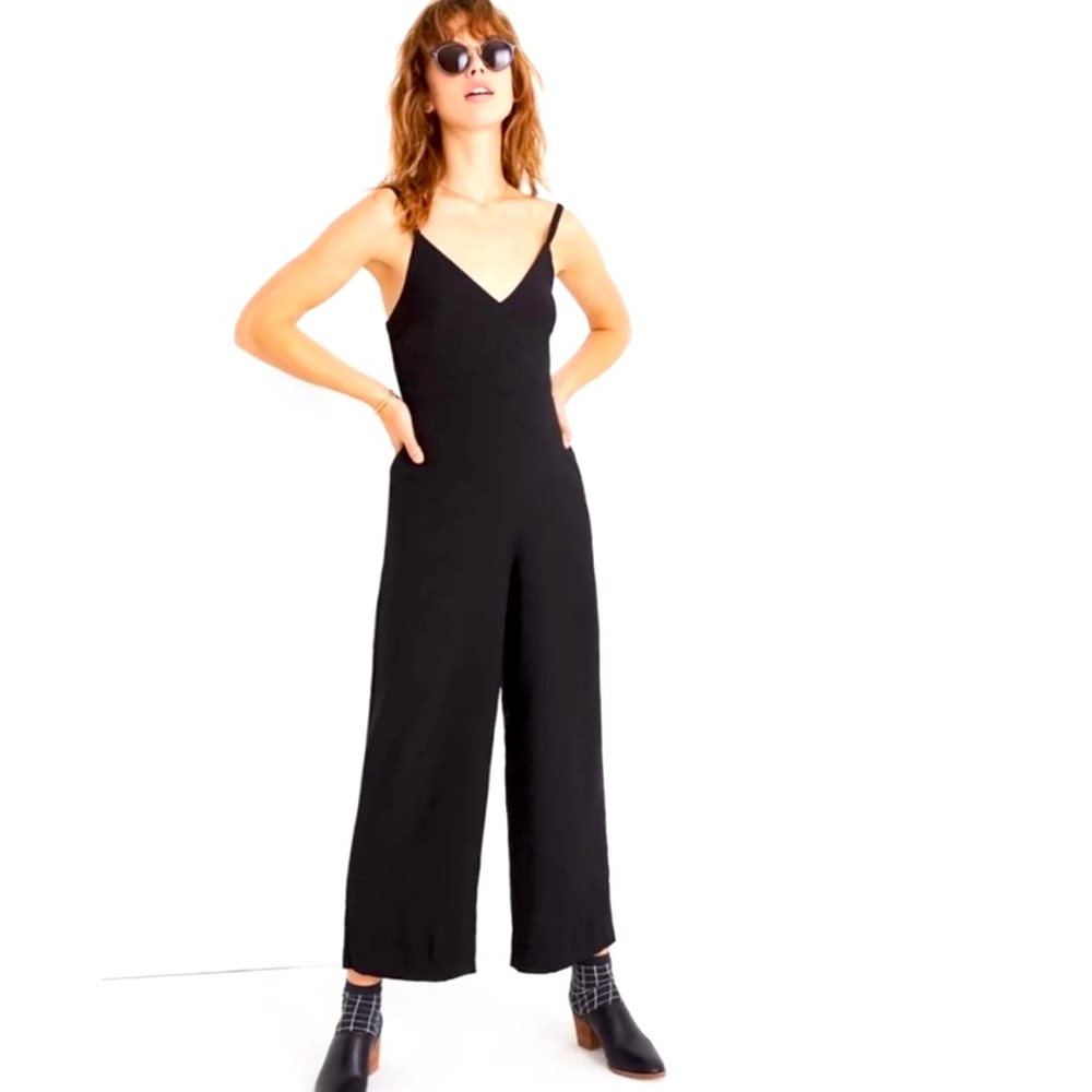 Black Madewell Button Strap Crepe Jumpsuit